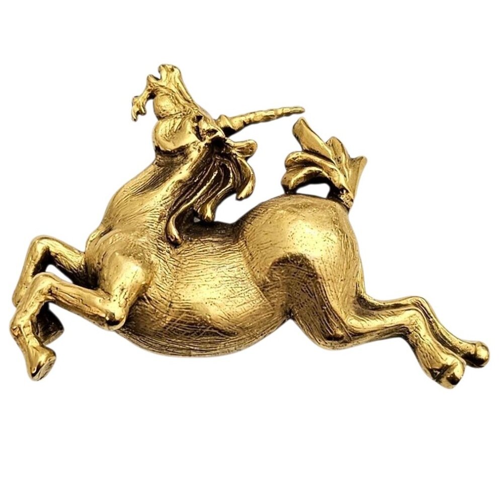 MMA Gennady Osmerkin Gold Tone Unicorn Brooch Pendant Signed